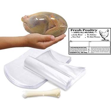 Imagem de Bolsas transparentes para aves encolhidas (G) - frangos ou coelhos de 25,4 x 40,6 cm com laços de zíper e etiquetas de freezer incluídas, Clear Bags, 25