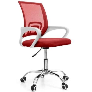 Imagem de Cadeira de Escritório Secretária Base Cromada com Rodinha Fortt Lisboa Vermelha - CSF02-V