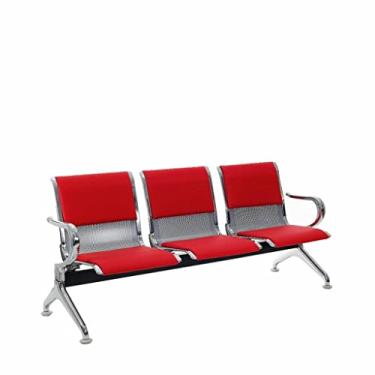 Imagem de Longarina 3 Lugares Cromada com Estofado Vermelho MC-203A -03L VE - Makkon