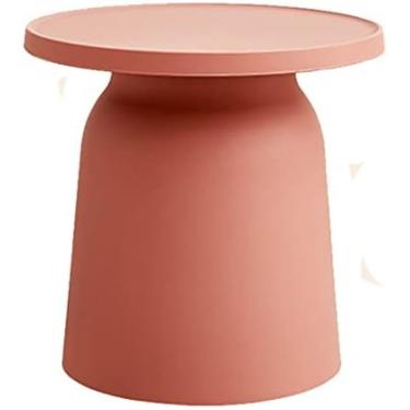 Imagem de Sofá Mesa Lateral Mesa De Cabeceira Criado-mudo Nórdico Mesa De Centro De Plástico Pequena Mesa Redonda Mesa De Canto Para Sala De Estar Quarto Varanda,Rosa,47 X 46 Cm,Constructive23