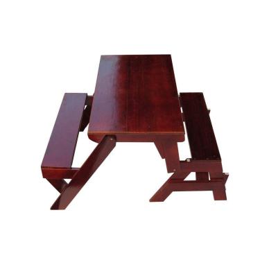 Imagem de Banco que Vira Mesa 1m com Tampo Liso e Verniz Mogno