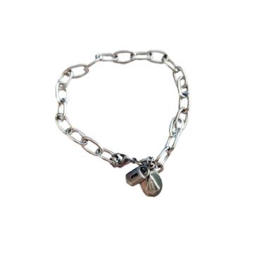 Imagem de Pulseira Cadeia de Consagração Nossa Senhora Aparecida Corrente Grossa e Medalha Pequena