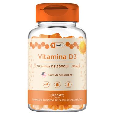 Imagem de Vitamina D3 2000ui 120 Cápsulas, Tecnologia Importada, Tecnologia Americana, Ossos Fortes, Sistema imunológico, d, D3, Vitamina do Sol - 4 Health