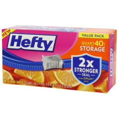 Imagem de Sacos de armazenamento com zíper Hefty OneZip, um litro, pacote de valor, 40 unidades (pacote com 3) 120 sacos no total