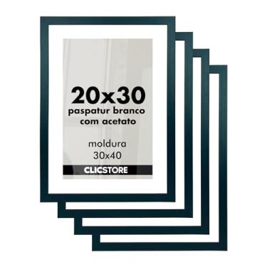 Imagem de Kit 4 Moldura 20x30 Paspatur Branco Quadro Parede Acetato Porta Retrato Foto Fotografia Madeira Cabeceira Sala Quarto Co