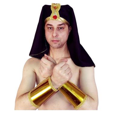 Imagem de Chapéu Turbante Faraó Adereço Masculino Adulto Fantasia Cosplay Carnvaval Halloween Lenço Egípcio Luxo Festa Países