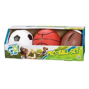 Imagem de Toysmith Get Outside GO! Pro-Ball Set, Pack of 3 (5-inch soccer ball,6.5-inch football and 5-inch basketball)