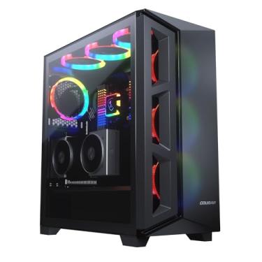 Imagem de COUGAR Capa DarkBlader X5 RGB Distintiva RGB Mid-Tower com fluxo de ar superior, 3 ventiladores ARGB VK120 e um painel esquerdo de vidro temperado transparente CGR-5UM3TB-X5-RGB, Preto