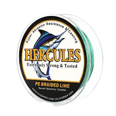 Imagem de Hercules linha de pesca trançada super fundida 8 fios de 10 lb a 300 lb teste para água salgada, 109/328/547/1094 jardas (100 m/300 m/500 m/1000 m), diamante.#0,12 mm-1,2 mm, desempenho de alto nível, cores variadas, Verde, 20LB-0.20MM-109YDS(100M)-8 STRANDS