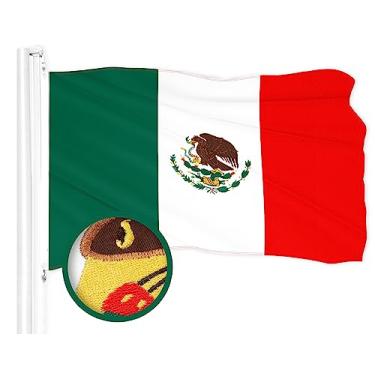 Imagem de G128 Bandeira mexicana do México | 10 x 1,5 m | Série ToughWeave bordada poliéster 210D | Bandeira do país, design bordado, interior/exterior, cores vibrantes, ilhós de latão, poliéster de qualidade