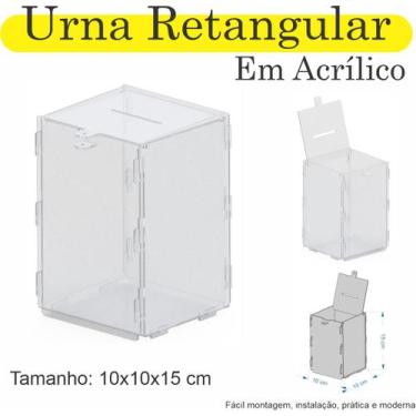 Imagem de Urna Acrilico Sorteio Caixa Sugestão Retangular 15 X 10 Cm - Indústria