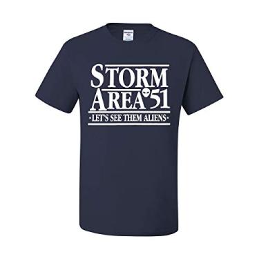 Imagem de Camiseta Storm Area 51 Let's See Them Aliens Area 51 Raid UFO Run, Azul-marinho, XG