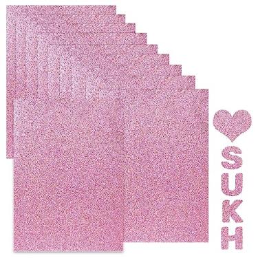 Imagem de Sukh Papel de cartolina com glitter rosa - papel artesanal com glitter A4 artesanato colorido grosso Natal Dia dos Namorados Caixa de presente Embrulho DIY Festa de Aniversário Brilhante Decoração Scrapbook 210GSM 10 peças
