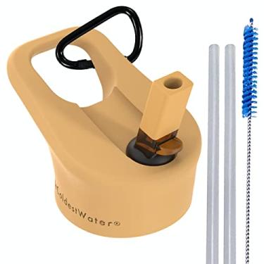 Imagem de The Coldest Water Boca larga isolada tamanho 2.0 – Tampa de canudo esportiva flip superior – Multi-compatível com garrafas de água de aço inoxidável de boca larga de cantil (pêssego saara)