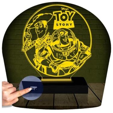 Imagem de Luminária Led 3d | Toy Story Buzz Woody Abajur Amarelo