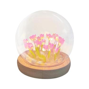 Imagem de Lâmpada DIY Tulipas | Candeeiro de dormir para quarto | Candeeiro de mesa tulipas | Lâmpada de dormir de quarto, luminária de mesa de 19 flores, luminária de cabeceira, luminária de tulipas, presente