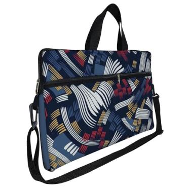 Imagem de Case Capa Maleta Premium Para Notebook Laptop de 15,6 com Alça de Mão Alça de Ombro e Zíper Lateral - Azul Pattern