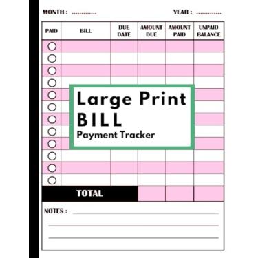 Imagem de Rastreador de pagamento de fatura de impressão grande: Pagamento mensal de contas para idosos