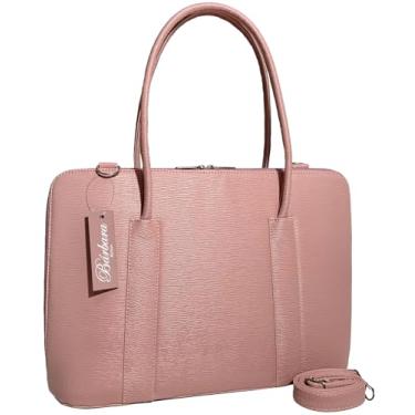 Imagem de Maleta Executiva Feminina Pasta Notebook Tablet Bolsa Social Casual Laptop Ombro Transversal 14 15 15.6 15,6 16 17 Polegadas (Rose-riscadinho, Grande)