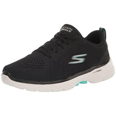 Imagem de Skechers Go Walk 6 Sky Wind feminino, Preto/turquesa, 35