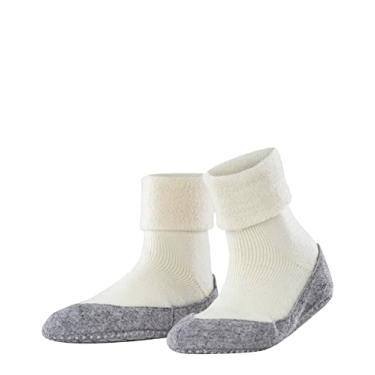 Imagem de FALKE W Hp Cosyshoe Pantufa feminina de lã Merino Cinza Rosa Branco 1 par, Branco (Off-white 2049), 8-9
