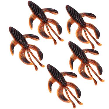 Imagem de 5 peças iscas de pesca, isca de pesca macia Isca de lagosta Isca de pesca macia de lagosta flexível, isca de isca macia Isca de camarão de pesca artificial macia para água doce e (Marrom)