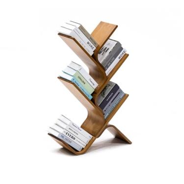 Imagem de Estante de livros de bambu – estante organizadora de livros de bambu para CDs, revistas, livros