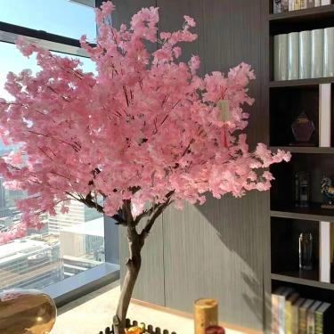 Imagem de Árvore dos desejos de flor de cerejeira japonesa para sala de estar interna - plantas artificiais, ar condicionado de rattan, decoração de parede de árvore falsa, 2 * 2 米 / 78 * 78 pol.