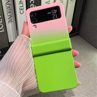 Imagem de Para Galaxy Z Flip6 ZFlip 6 5 Matte Gradiente Slim Case para Samsung Z Flip 4 3 Flip3 Zflip5 Dupla Cor Dobradiça Capa Dura, Rosa Verde, para Zflip6
