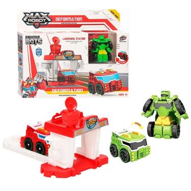 Imagem de Estação de Lançamento de Carro Robô 2 em 1 Max Robot Fighter Bots Verde L019-6 - Dorémi