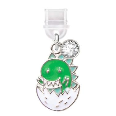 Imagem de ELISE & FONDA TP307 Tipo-C porta de carregamento plugue antipoeira pequeno dinossauro bebê celular charme para Samsung/OnePlus/Xiaomi/oppo telefone Android iPhone 15/16 (verde), approx.1.4 cm (L) x