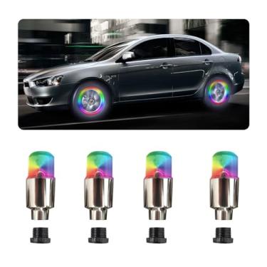 Imagem de Suvnie 4 peças de luzes LED para válvula de pneu, luzes de flash de válvula de pneu de motocicleta neon à prova d'água, lâmpada de montagem de roda de carrinho de golfe de bicicleta, acessórios
