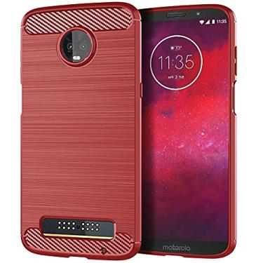 Imagem de Capa para Motorola Moto Z3 Play, capa para Moto Z3, capa para Moto Z3 Force, tecnologia de absorção de choque de TPU (vermelha, para Motorola Moto Z3 Play)