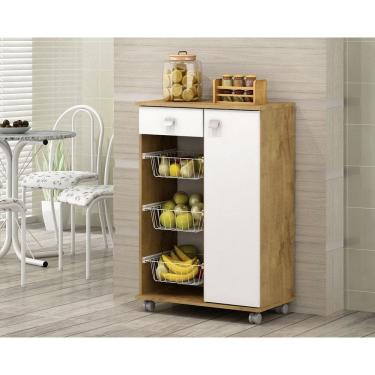 Imagem de Fruteira 1 porta Castanho com branca - Natasha