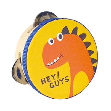 Imagem de Colaxi Pandeiros de madeira de mão, brinquedo educativo, brinquedo de aprendizagem para crianças, pandeiro de mão, sino de tambor para jogos, festa, adultos, Garota, 10cm