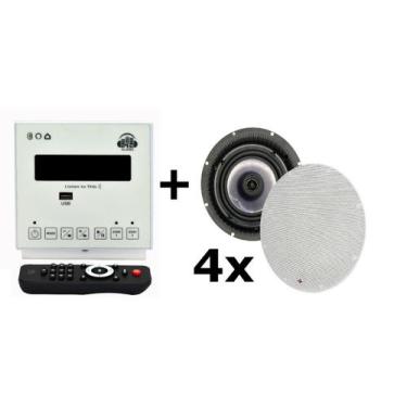 Imagem de Som Ambiente Amplificador Parede + 4 Caixas De Som Embutir - Ms Audio,