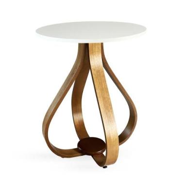Imagem de Mesa Lateral De Canto Pés Cebola 70x50cm - Lubrano, Branco