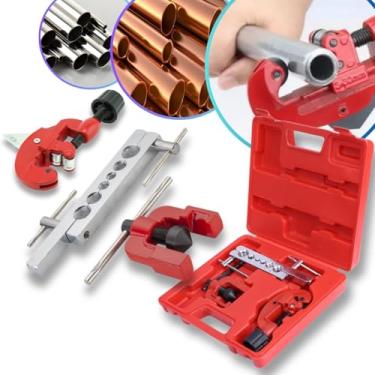 Imagem de Kit Flangeador Alargador + Cortador Canos Tubos Cobre Alumínio 3/16-5/8 Pol Maleta Morsa Multidimensional Refrigeração Ar Condicionado Canos de Freio Automotivos Freezer Geladeiras