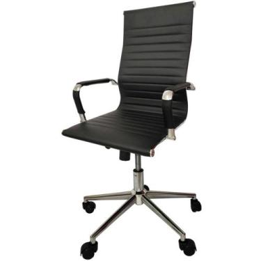 Imagem de Cadeira Giratória Alta Office Esteirinha Rivatti em PU Preta Base Rodí