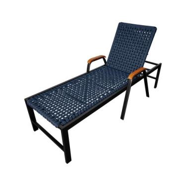 Imagem de Espreguiçadeira Luxo Liz em Corda Naútica Azul e Alumínio - ATHENAS