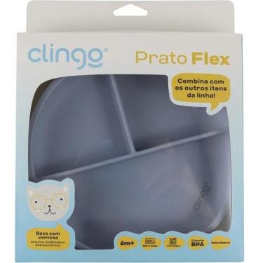 Imagem de Prato de Silicone com Divisorias e Ventosa Azul Clingo
