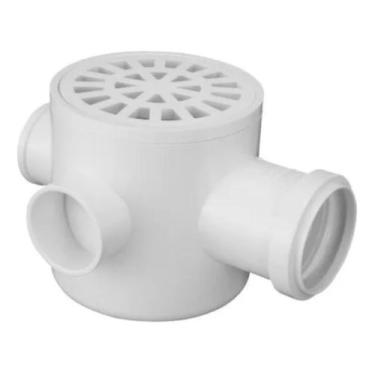 Imagem de Caixa Sifonada Com Grelha Redondo Branco 100x100x50 Krona N7