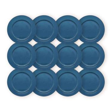 Imagem de Kit 12 Un Sousplat Redondo Azul Escuro 33Cm Rafimex