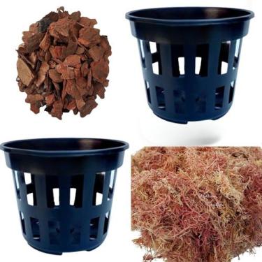 Imagem de Kit 10 Vasos Vazados Plantas Pote 15+Musgo Substrato+Pinus - Orquiflor