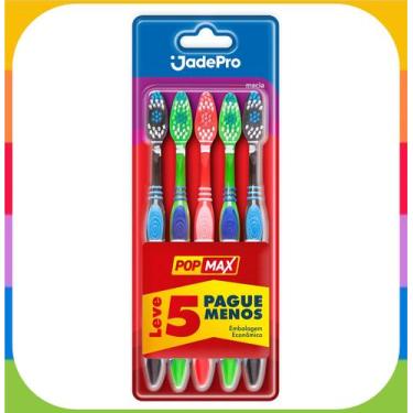 Imagem de Escova Dental Macia JADEPRO Pop Max Kit C/5 (KIT família leve mais pag