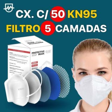 Imagem de Máscara KN95 com Filtro de Cinco Camadas  Caixa c/ 50 unidades embalad