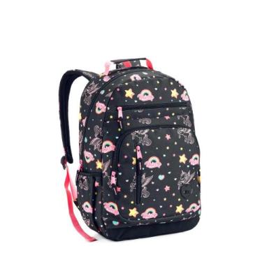 Imagem de Mochila juvenil feminina denlex - Denlex , Preta unicórnio