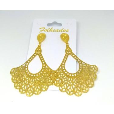 Imagem de 10 Brincos grandes folheados a ouro 18k 1 ano de garantia - Lug bijoux
