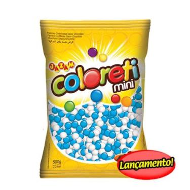 Imagem de Confeito de Chocolate Mini Coloreti Azul e Branco 500g - Jazam