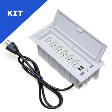 Imagem de Kit Caixas De Tomadas 7 Blocos 6 Tomadas 20A 2 USB 4.9A BR - CONNECT C